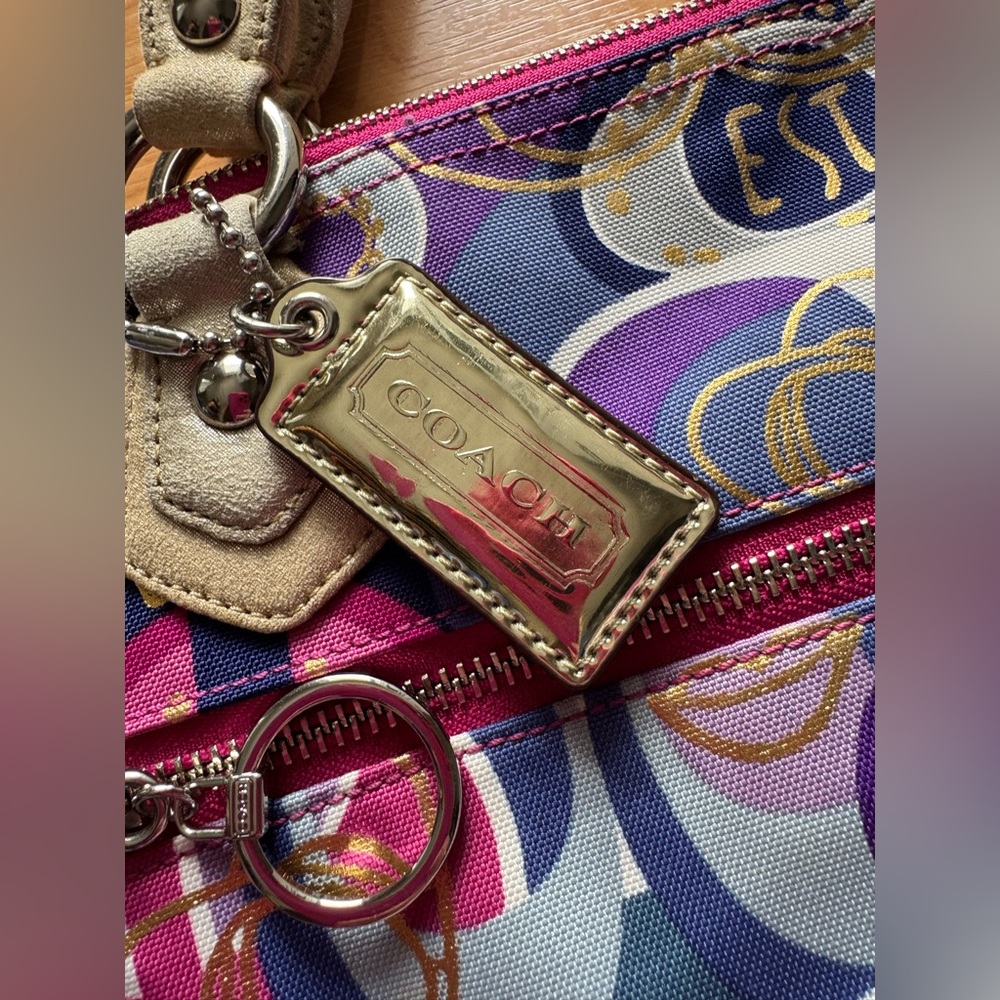 LIMITED EDITION Y2K Coach Poppy Pop C Metallic Graffiti Large Tote Bag Retro - Picture 2 of 9